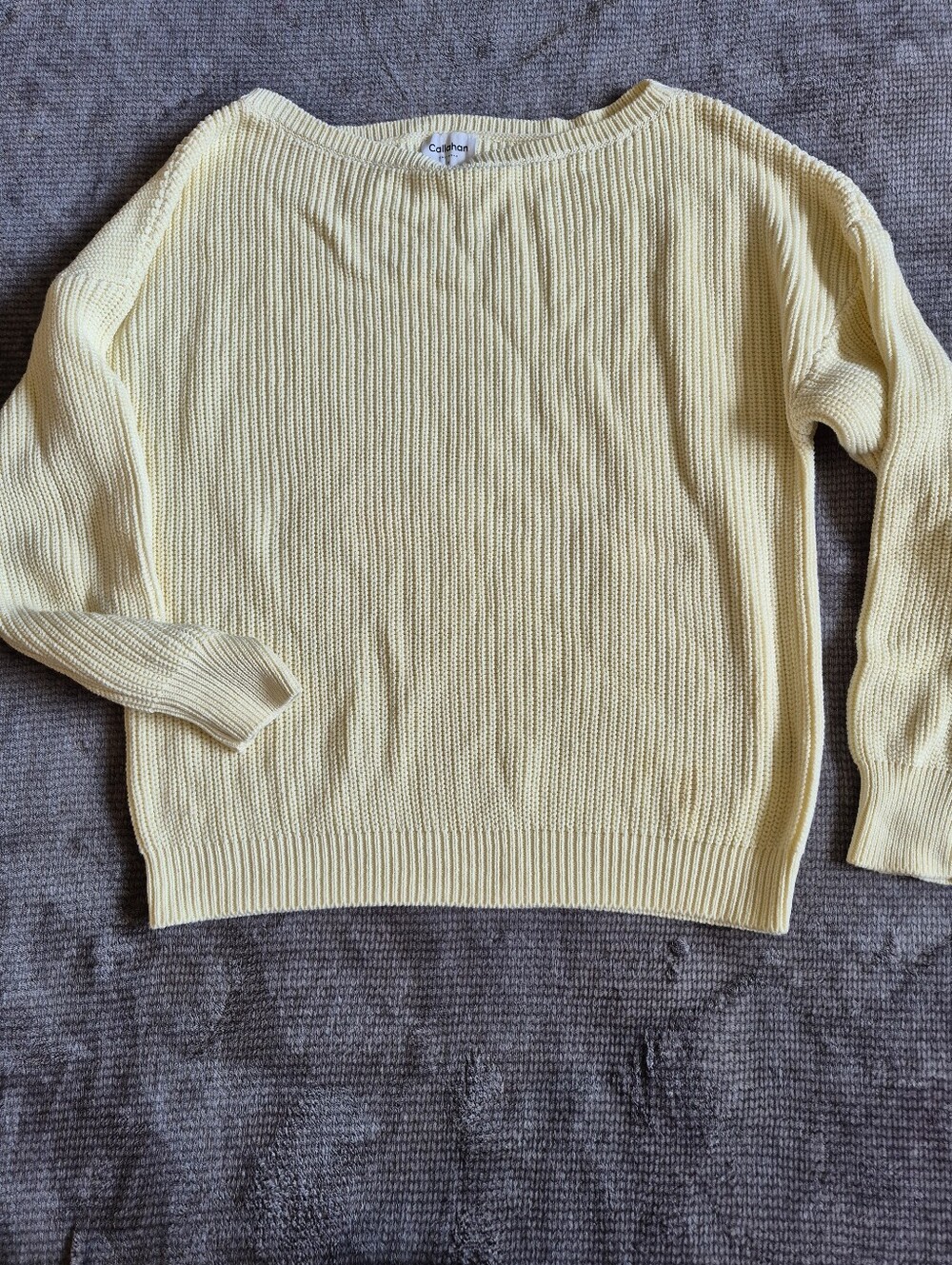 Callahan Knitwear Women's Off Shoulder Cozy Knit Sweater 100% Cotton Cream Med